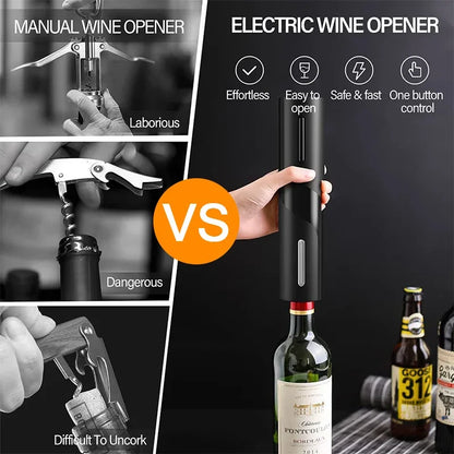 Electric Wine Bottle Opener with Foil Cutter One-click Button Rechargeable