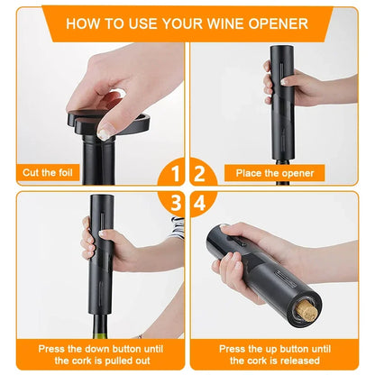 Electric Wine Bottle Opener with Foil Cutter One-click Button Rechargeable